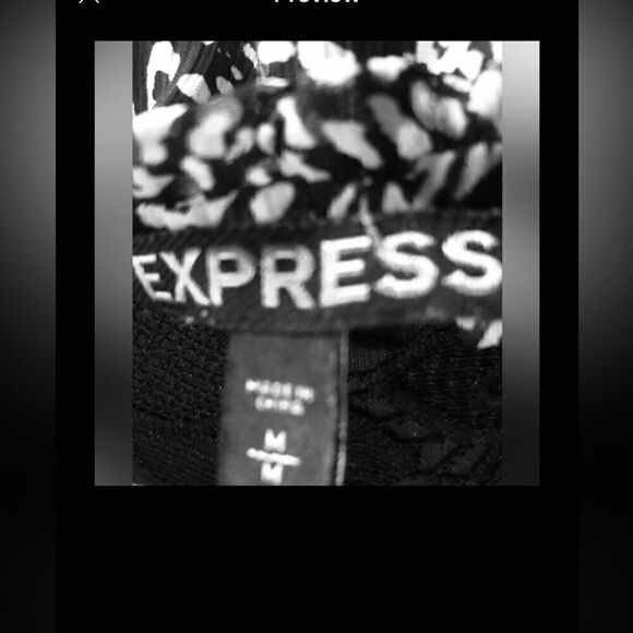 EXPRESS Women’s Black & White Chiffon Strings Front Elastic Bottom & Sleeves - Picture 5 of 5